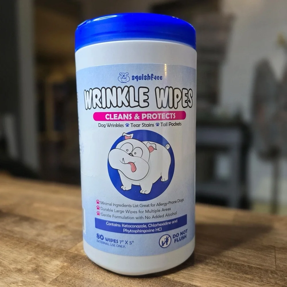 Squishface Wrinkle Wipes Dog Tear Stain Face Fold Cleaning Wipes 80 Count NEW